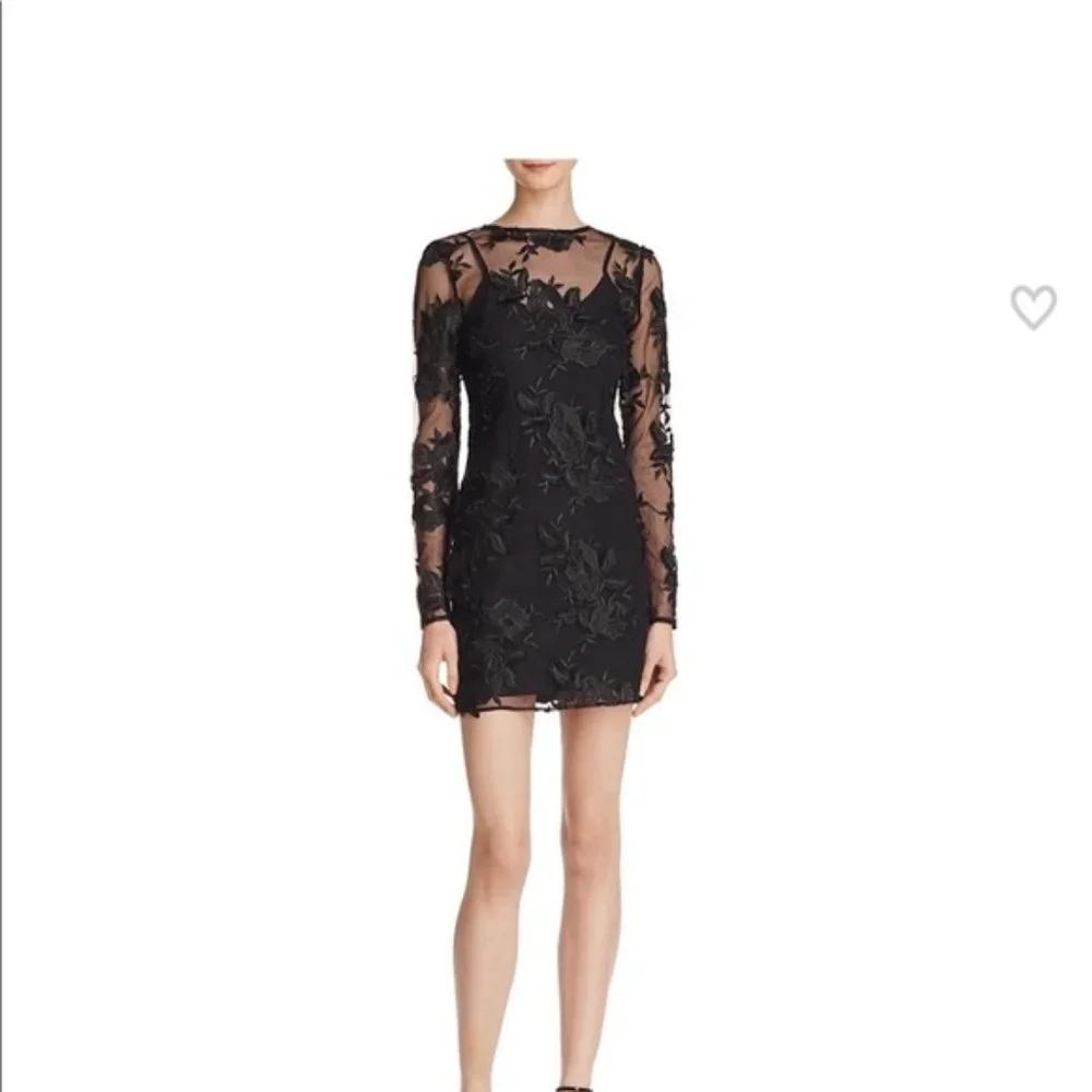 Reformation style black lace long sleeve mini dress - new - size small - Picture 1 of 5